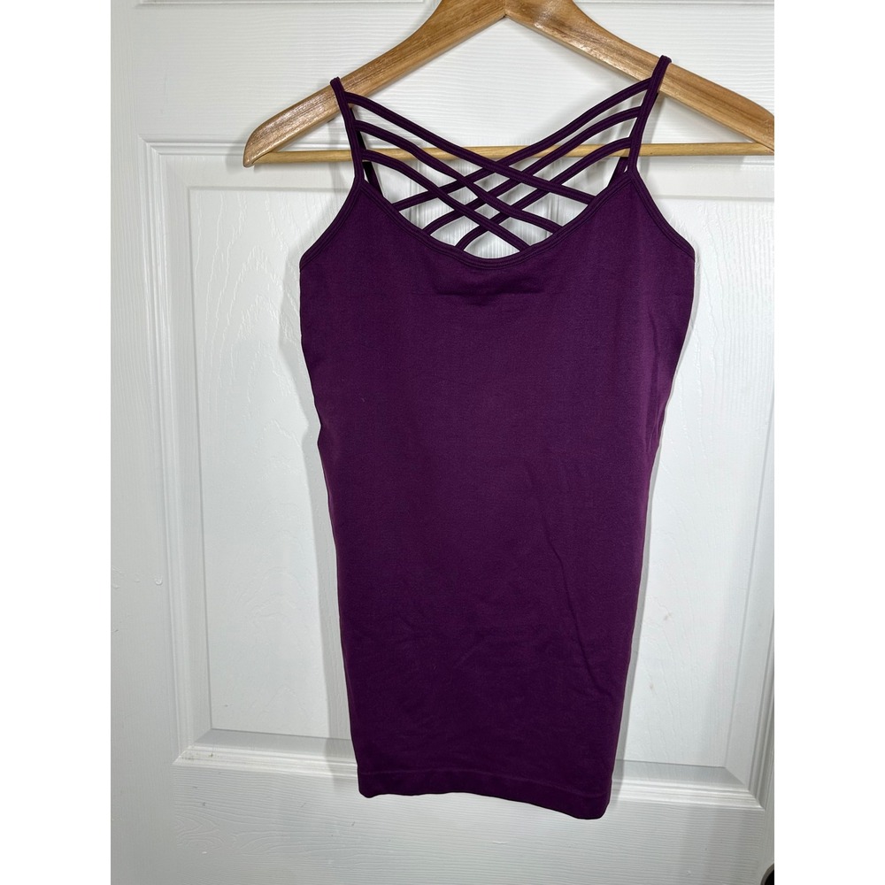 Zenana Outfitters Cami Women S/M Purple Lattice Strappy Seamless Tank Top